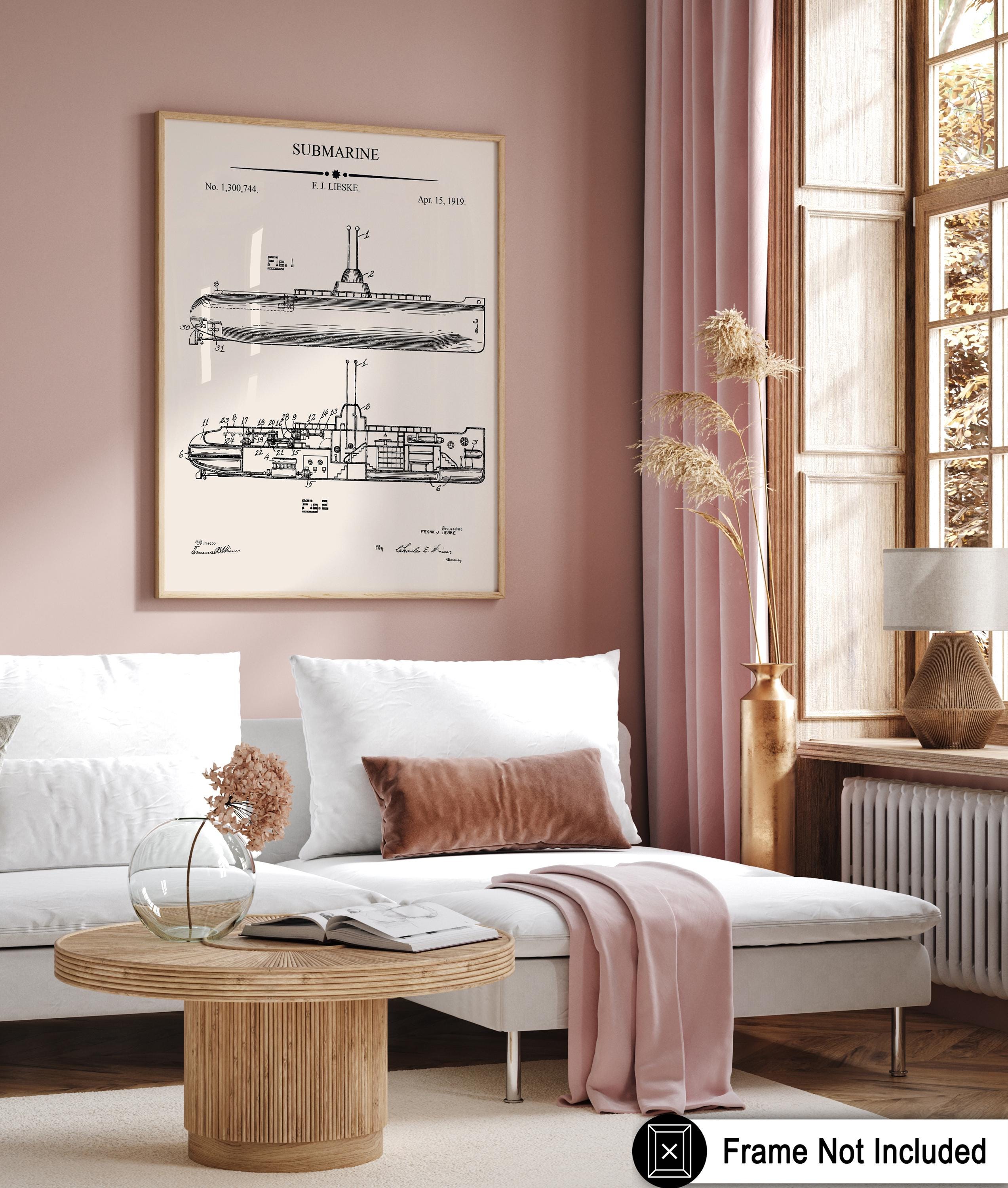 Vintage Submarine Blueprint Poster - Watercraft Patent Print ...