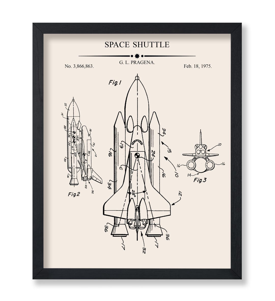 Space Shuttle Blueprint Poster - Space Rocket Patent Print - Spaceship ...