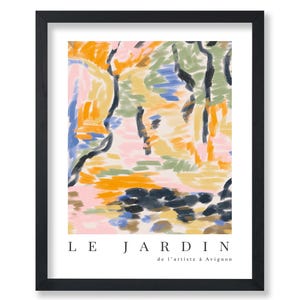 Póster de acuarela vintage - Impresión abstracta retro - Le Jardin, jardín, colorido, estético, hermoso - Decoración de la oficina del hogar