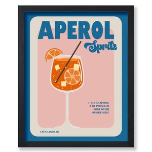 Póster de Aperol Spritz - Impresión de receta retro de Aperol - Arte con alcohol - Arte de cócteles - Arte de cocina - Arte de moda - Arte boho chic