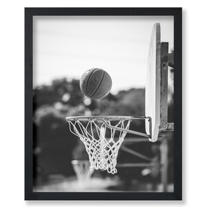 Basketball Poster - Basketball Hoop Print - Sports Art - Ball Art - Black and White Art - Photography Art - Minimal Art