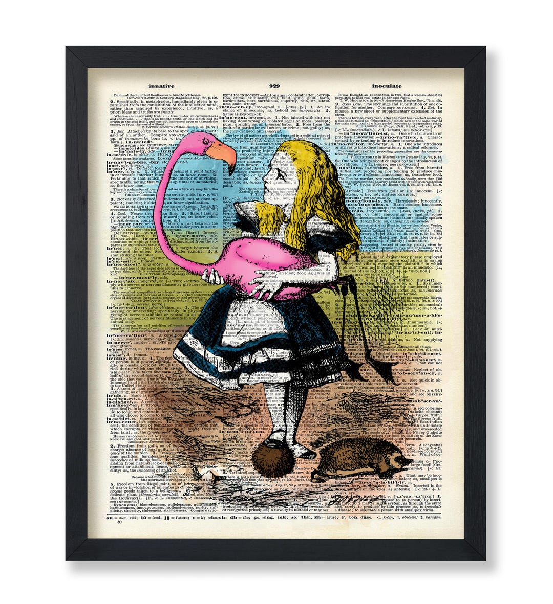 Poster d'art dictionnaire impression Alice au pays des