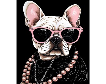 French Bulldog in Sunglasses Poster - Dog Portrait Print - Dog Art - Puppy Art - Modern Art - Animal Lover Art - Fun Kid's Room Decor
