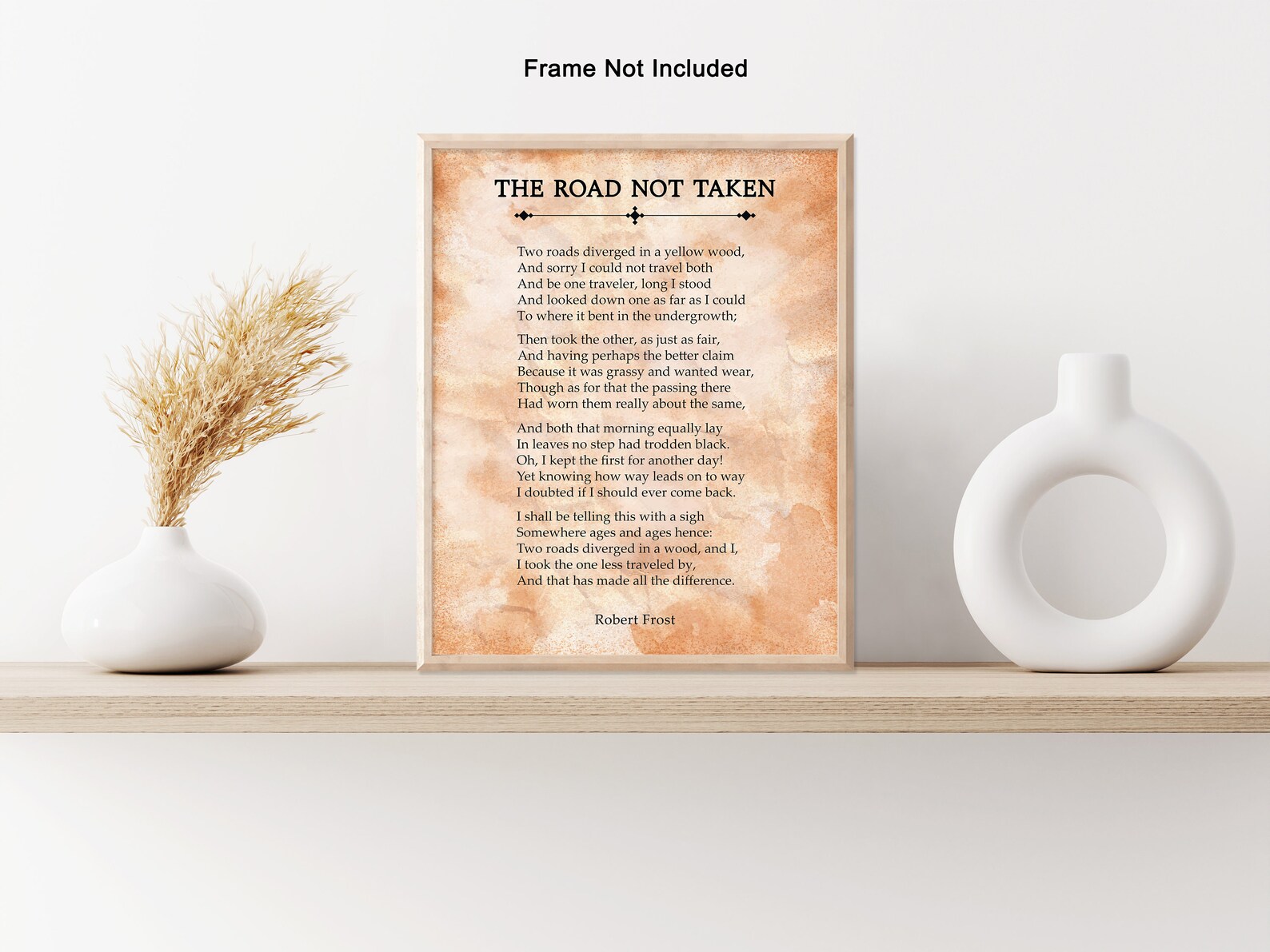 Robert Frost Poster The Road Not Taken Print Motivational Poetry Art the-road-not-taken-word
