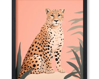 Cheetah Portrait Poster - Retro Panther Print - Animal Art - Wild Life Art - Chic Boho Art - Leopard Art - Jungle Art