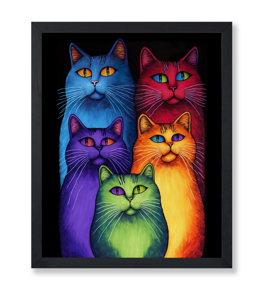 Colorful Rainbow Cats Poster - Vibrant Cat Art Print for Cat Lovers ...