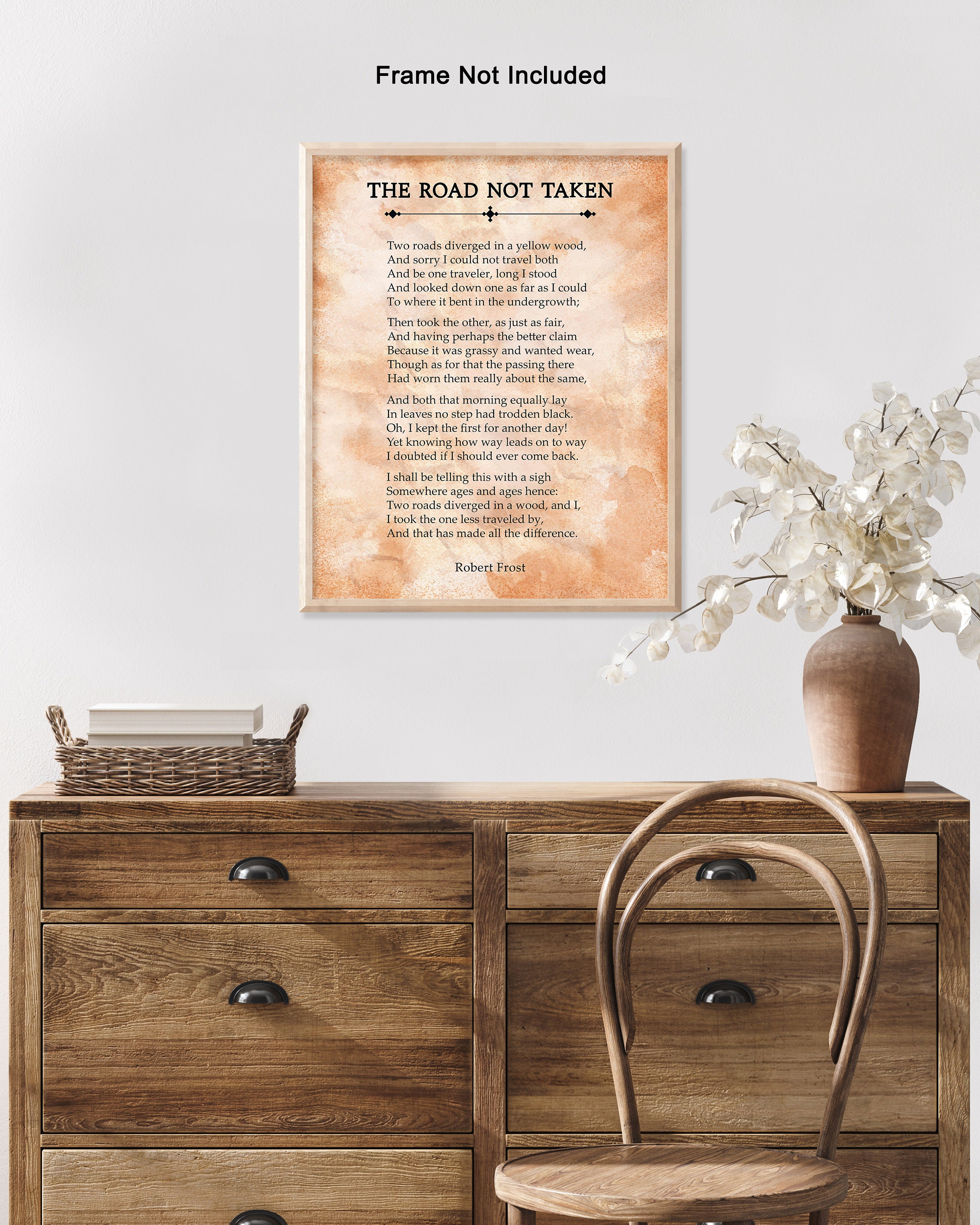 Robert Frost Poster the Road Not Taken Print Motivational Poetry Art