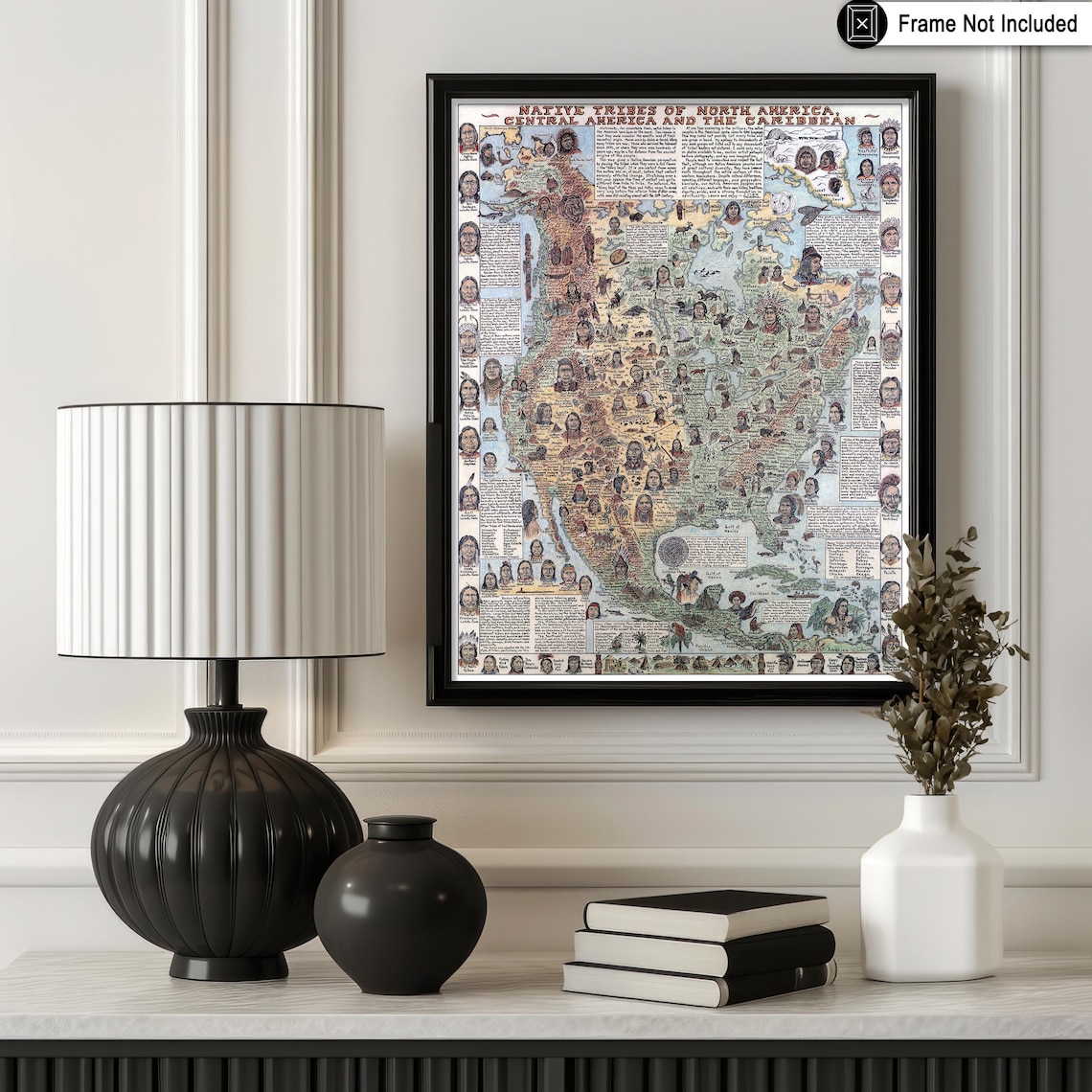 Retro Native Tribes Map Poster – North America Art Print - Etsy