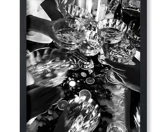Cocktail Party Poster - Cheers Print - Alcohol Art - Bar Cart Art - Black and White Art - Photography Art - Food & Drink Art