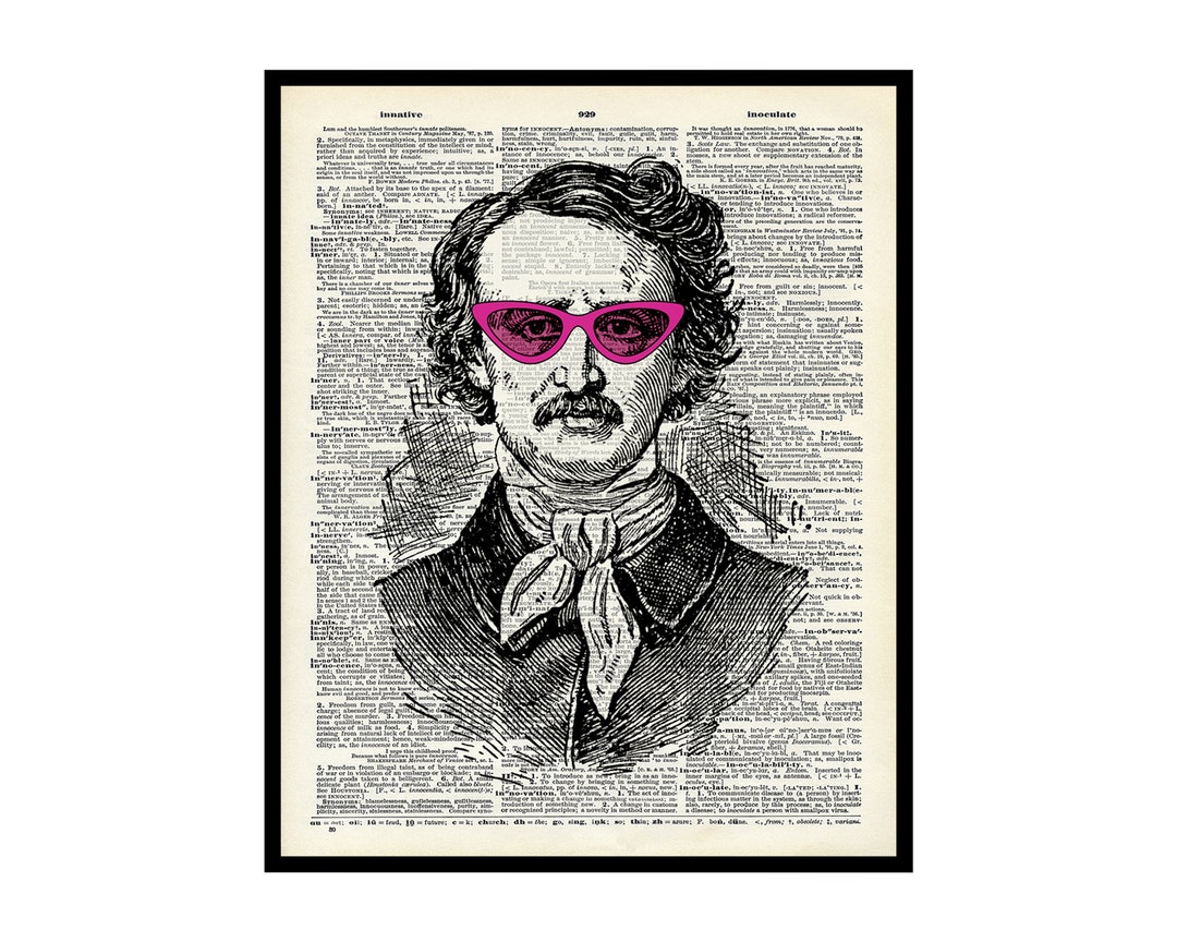 Dictionary Art Poster Edgar Allan Poe Print Pink Glasses Art Minimal ...