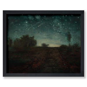 Póster vintage de noche estrellada - Impresión retro de cielo nocturno - Arte paisajístico - Arte de estrellas - Arte de la naturaleza - Arte cósmico - Arte estético