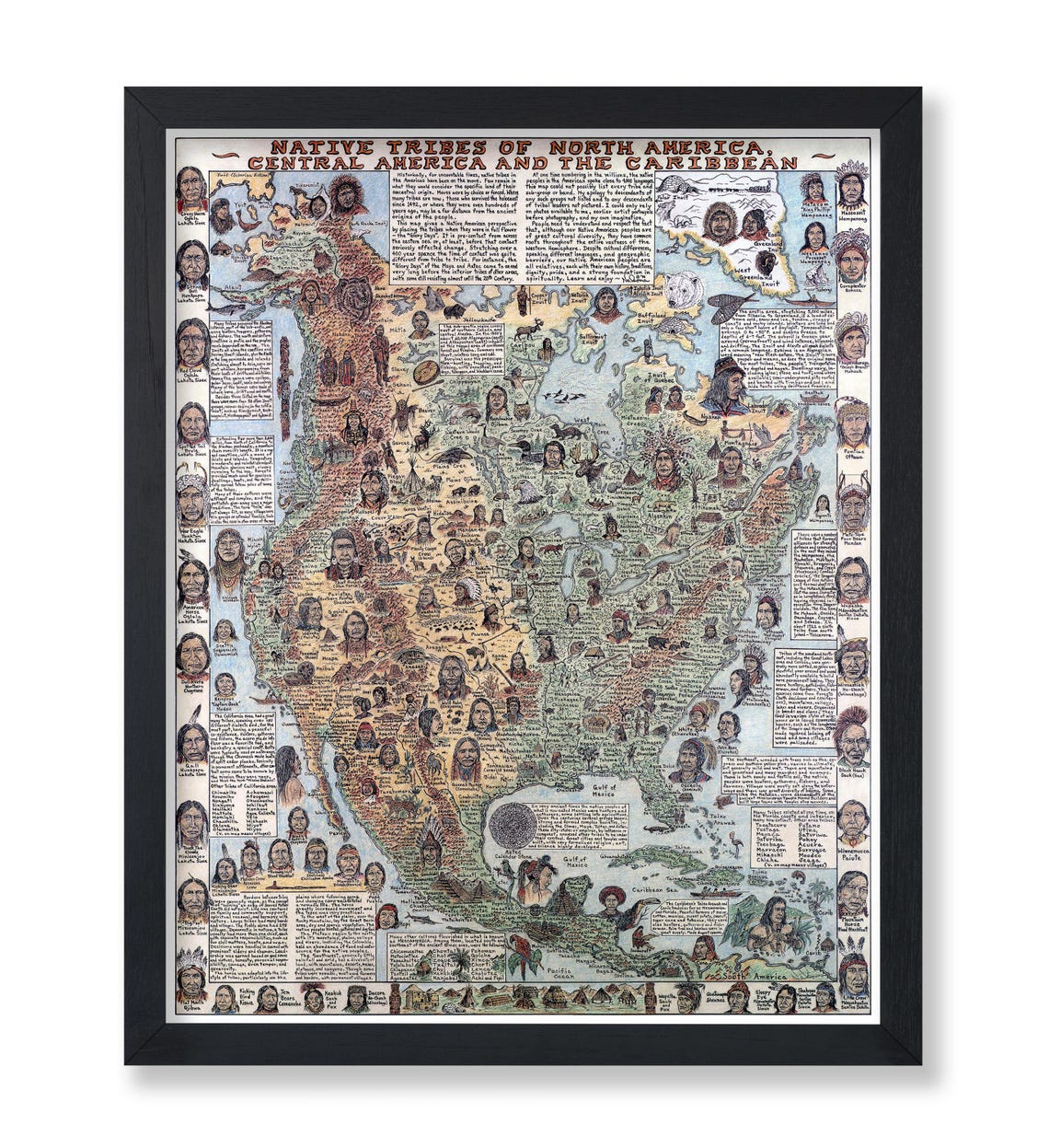 Retro Native Tribes Map Poster – North America Art Print - Etsy