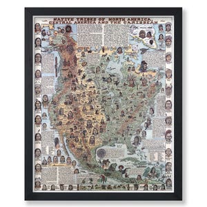 Retro Native Tribes Map Poster – North America Art Print