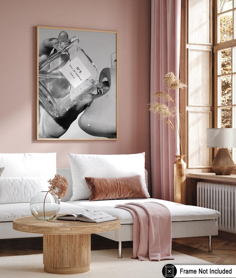 Drinking Perfume Print - Fashion Poster - Black and White Art - Luxury Brand Wall Design - Girly Photography Art