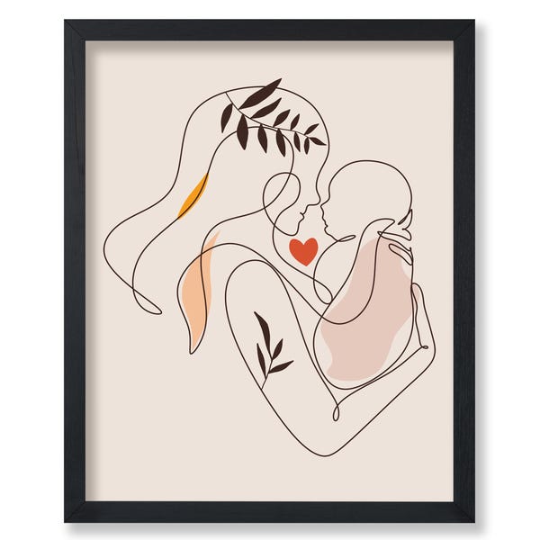 Mother and Baby Poster - Family Print - Mother's Day Art - Line Art - Love Art - Chic Boho Art - Abstract Art