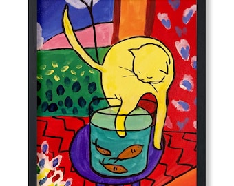 Vintage Henri Matisse Poster - Retro Cat with Red Fish Print - Fauvism Art - Gift for Animal Lover -Aesthetic Home & Office Decor - UNFRAMED