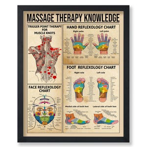 Massage Therapy Knowledge Poster - Reflexology Chart Print - Infographic Art - Massage Art - Educational Art - Typography Art