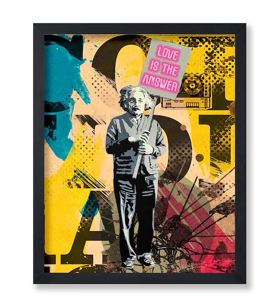 Love is the Answer Poster - Einstein Print - Mr. Brainwash Art