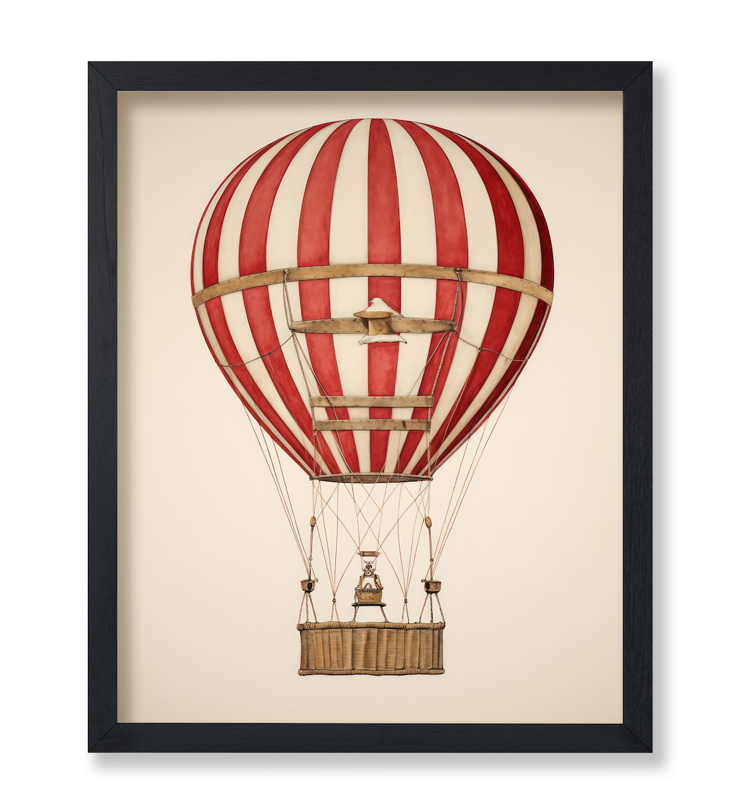 Vintage Hot Air Balloon Poster - Retro Striped Air Balloon Print ...