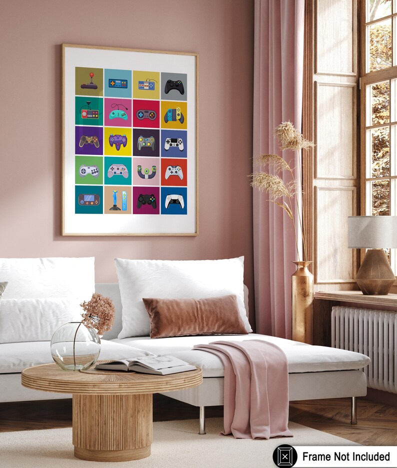 Video Game Controller Evolution Print - Gaming Poster - Geeky Art - Retro Consoles & Controllers Wall Design