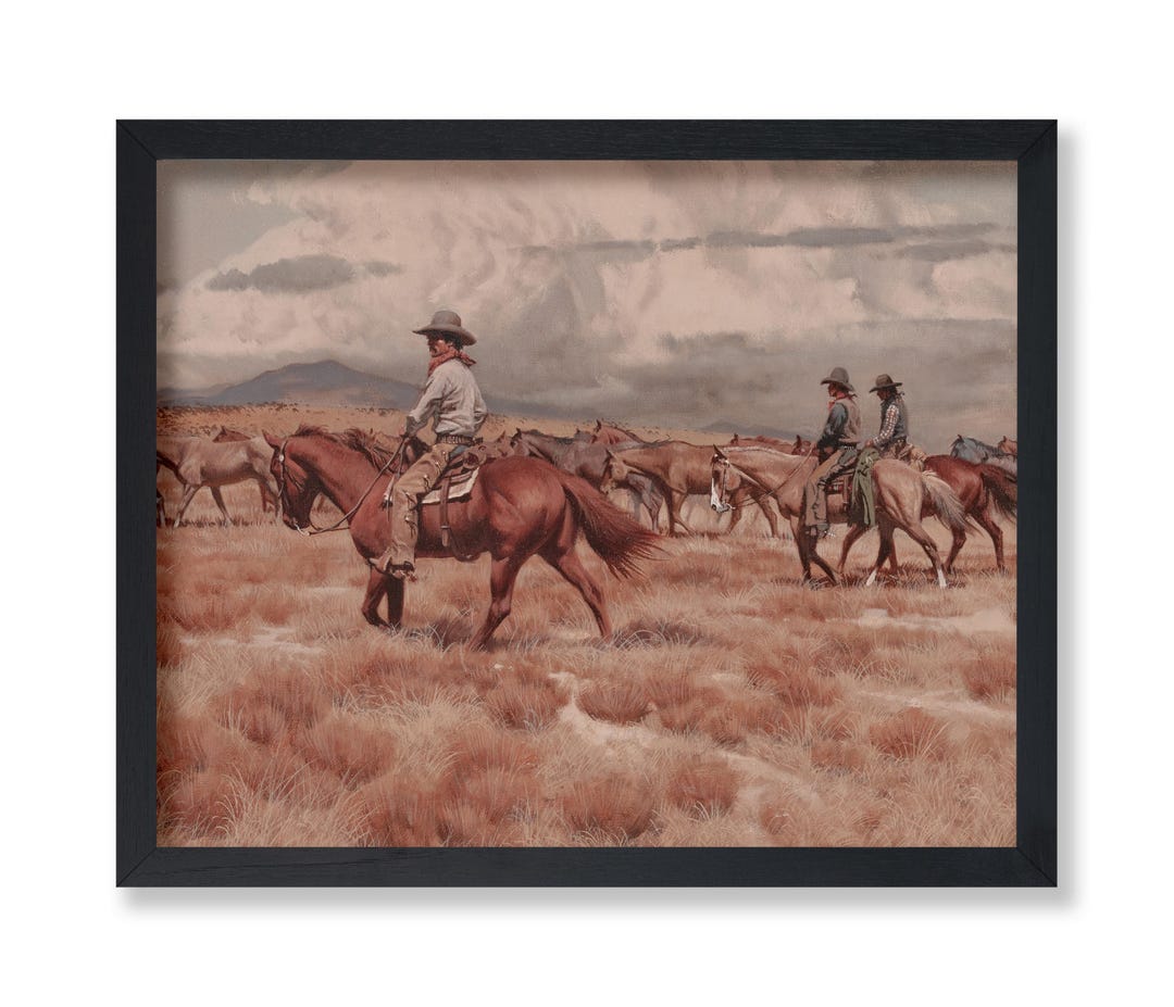 Vintage Cowboy Poster - Retro Horse Riding Print - Wild West Art ...
