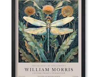 William Morris Poster - Dragonfly Print - Botanical Art - Flower Art - Exhibition Art - Animal Art - Floral Art - Aesthetic Art