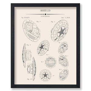 May include: A black and white illustration of a patent drawing for a shield. The drawing shows the shield from different angles and includes the text "SHIELD", "P. PUTZEYS", "No. 819,075", and "Jun. 5, 2018".