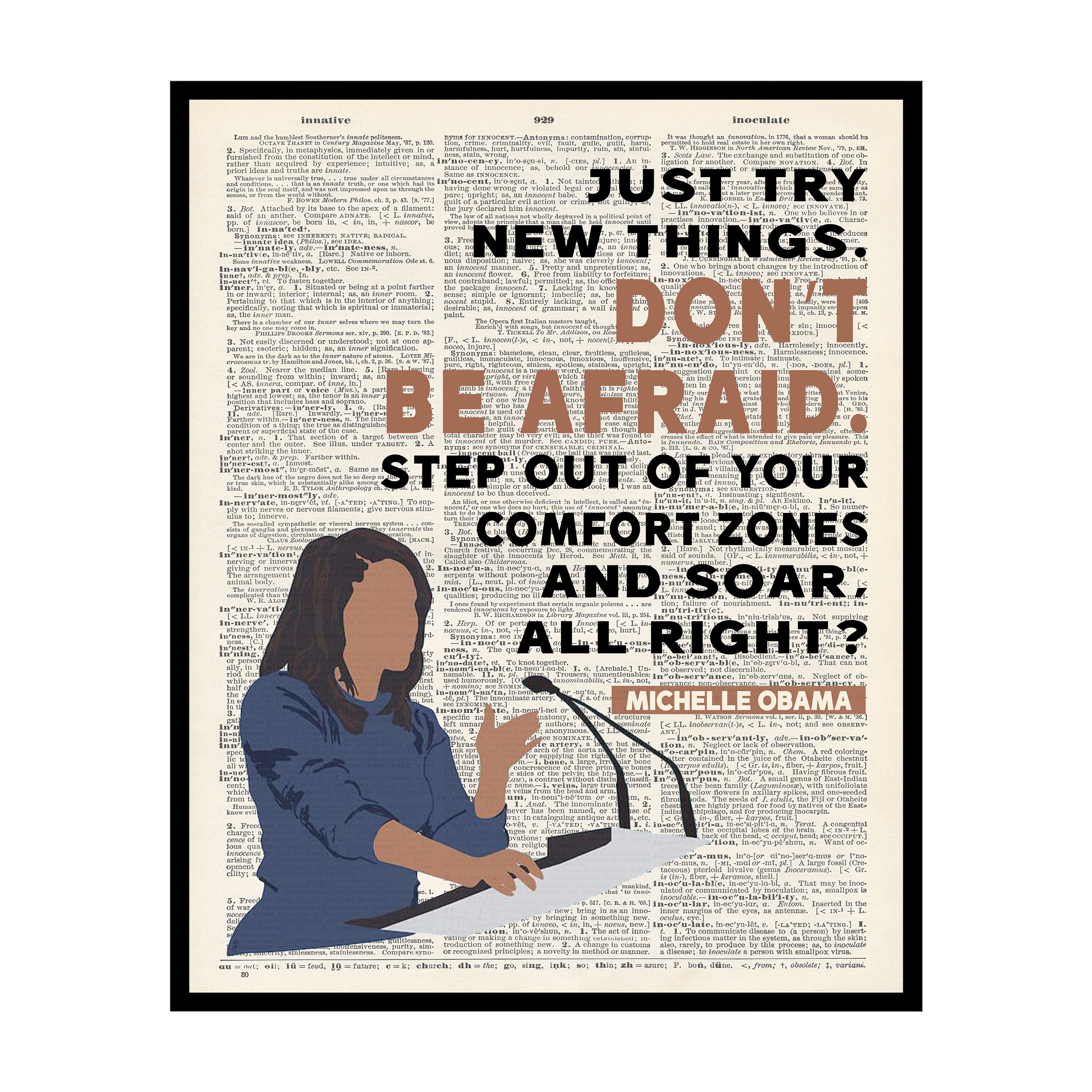 Step Out of Your Comfort Zone Poster Michelle Obama Print Motivational ...