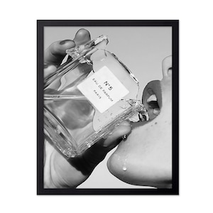 Drinking Perfume Print - Fashion Poster - Black and White Art - Luxury Brand Wall Design - Girly Photography Art