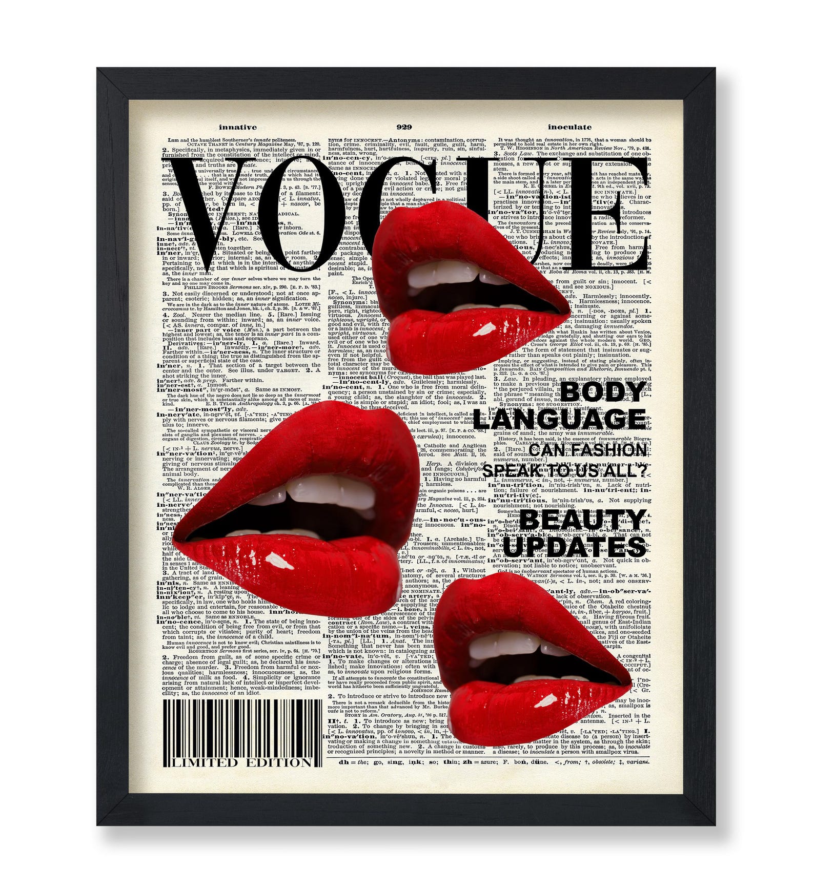 Fashion Poster - Body Language Print - Red Lips Art - Modern Art - Gift ...