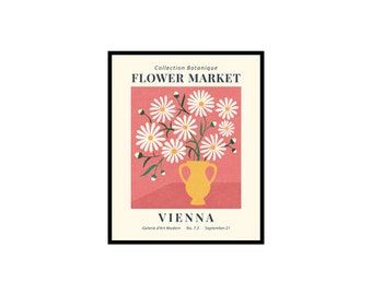 Affiche rétro du marché aux fleurs de Vienne - Art mural floral non encadré pour la maison ou le bureau - cadeau vintage pour les amateurs de fleurs - Décor esthétique