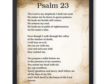 Psalm 23 Poster - Bible Verse Art - Scriptural Motivation - Religious Gift for Men  Women - Christian Home  Office Decor - UNFRAMED Wall Art