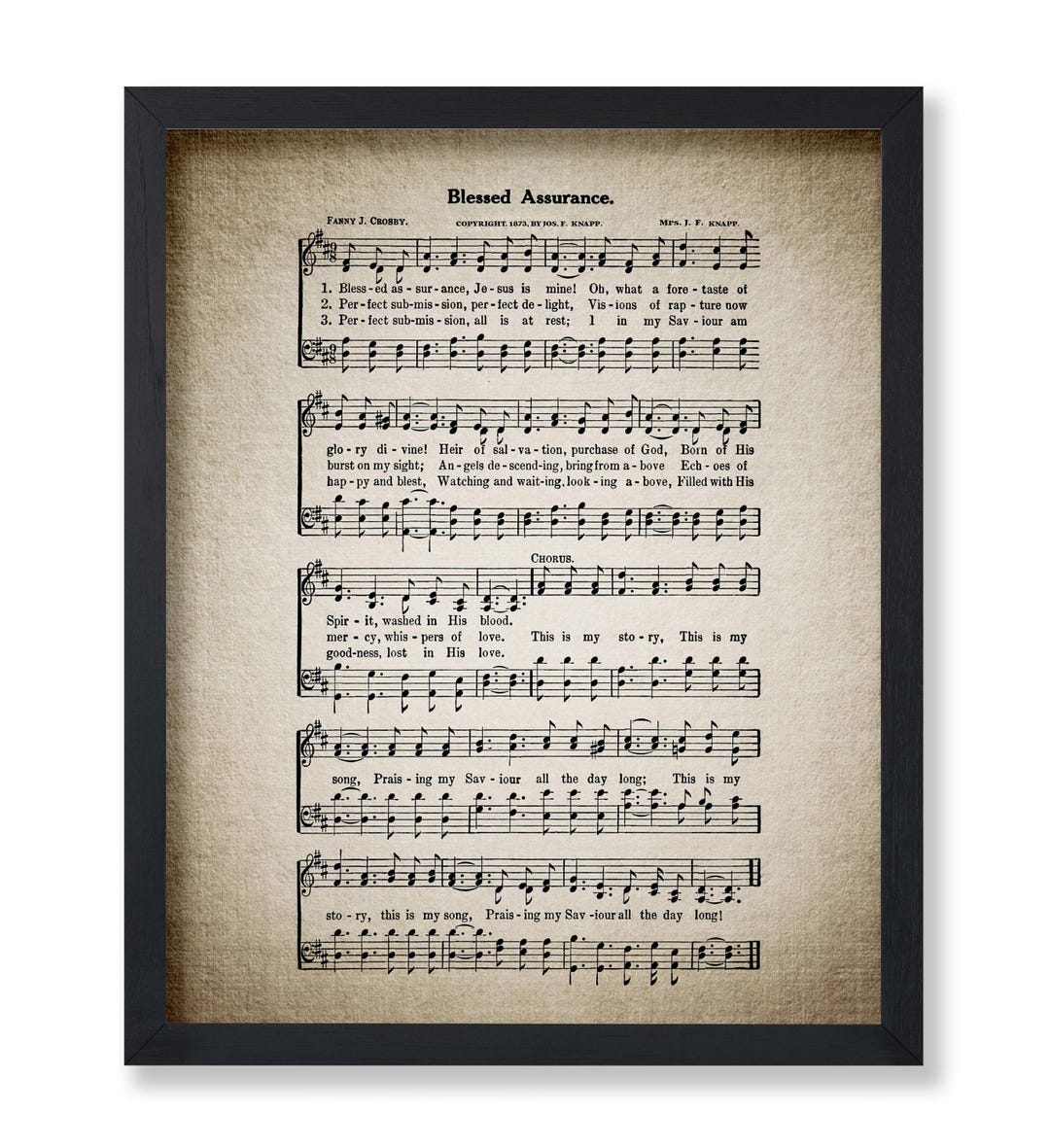 Blessed Assurance Poster - Hymnal Sheet Print - Sheet Music Art ...