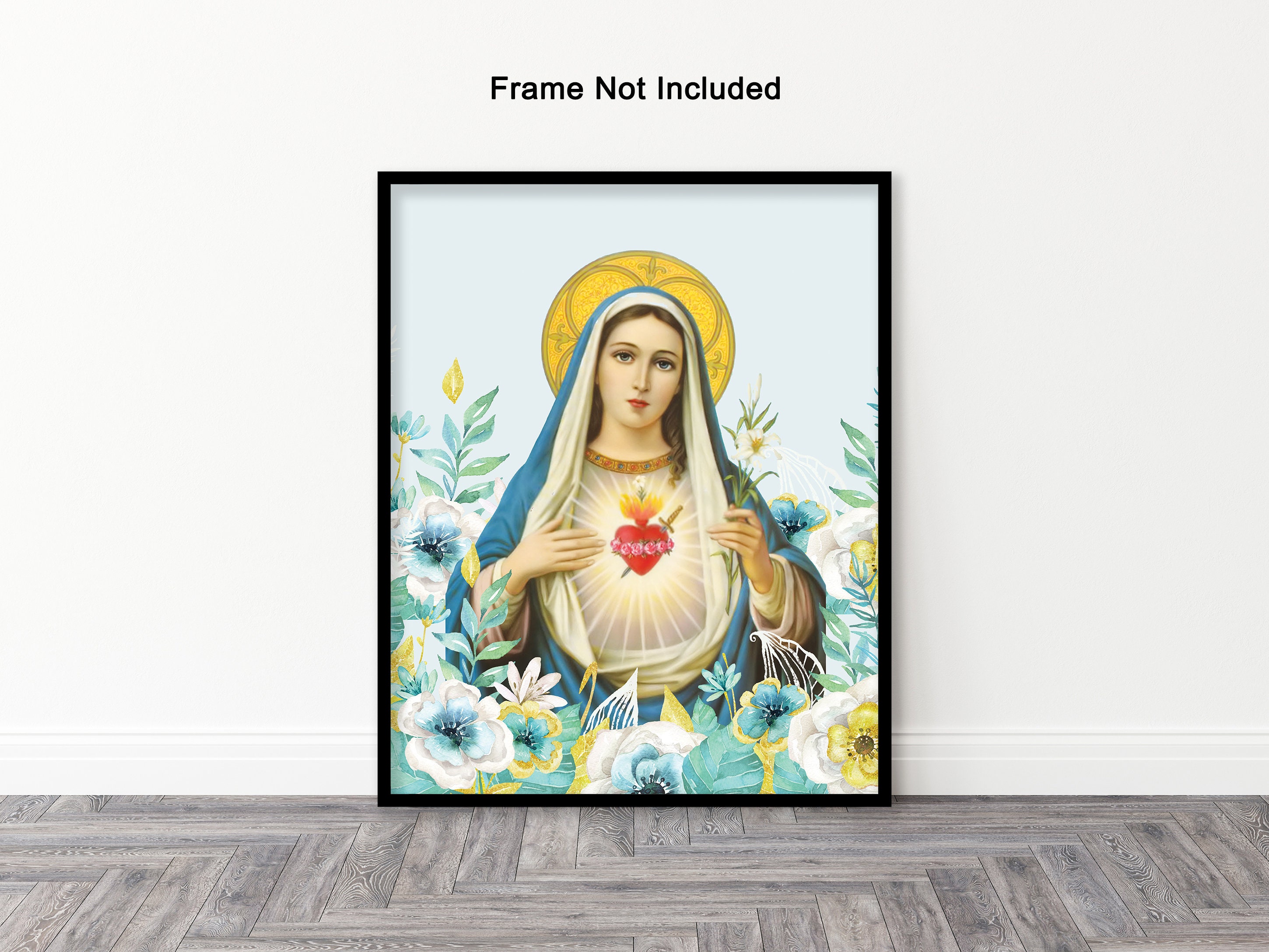 Virgin Mary Immaculate Heart Print Catholic Wall Art Religious ...