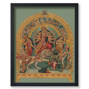 Vintage Shri Shri Durga Poster - Retro Hindu Goddess Print - Mythology Art - Men  Women Gift - Home or Office Decor - Wall Art