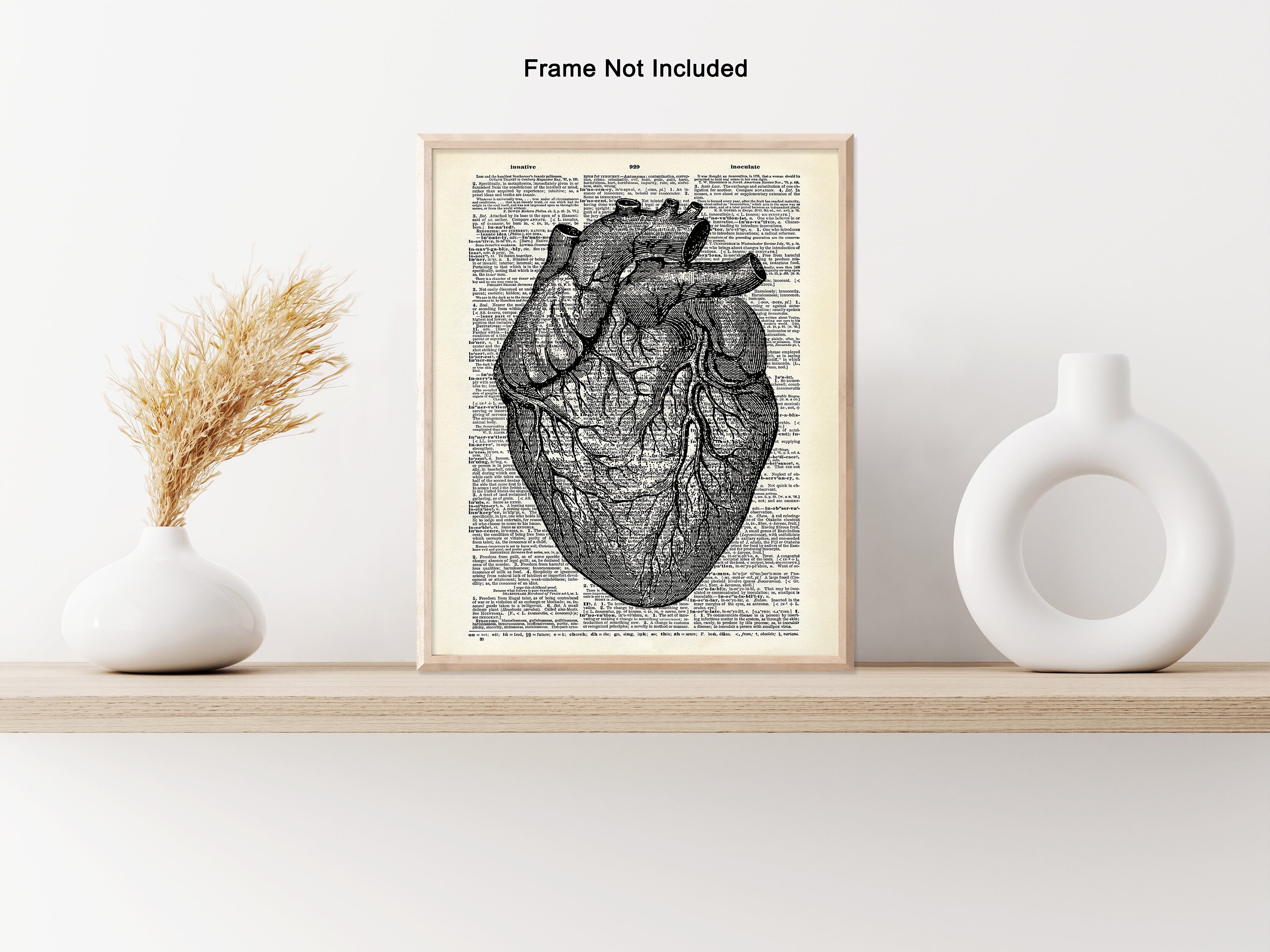 Anatomical Heart Print Retro Anatomy Art Gift for Doctor Nurse UNFRAMED ...