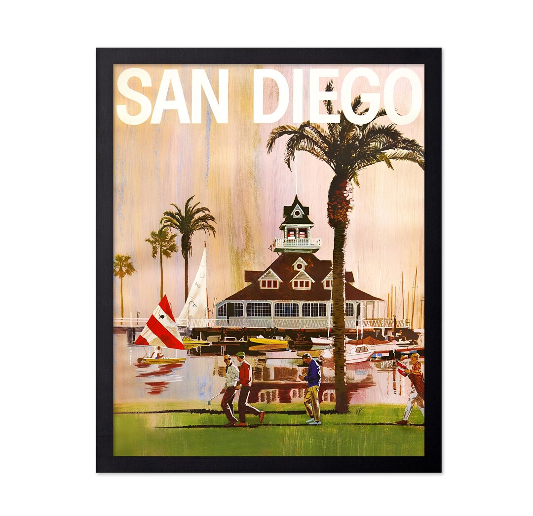 Vintage Travel Poster - Retro San Diego Print - California Art - Chic ...
