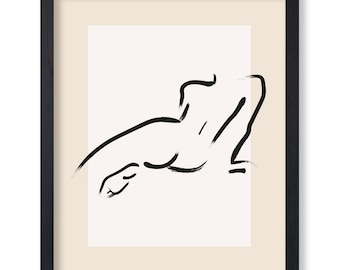 Woman Poster - Retro Female Silhouette Print - Line Art - Woman Art - Chic Boho Art - Naked Sketch Art - Abstract Art