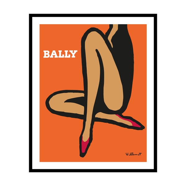 Vintage Bally Legs Poster - Retro Bally Women Shoes Print - Fashion Art - Chic Orange Home & Office Decor - UNFRAMED Wall Art