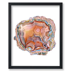 Watercolor Agate Slice Poster - Geode Crystal Wall Art - Colorful Home Decor - Office Gift
