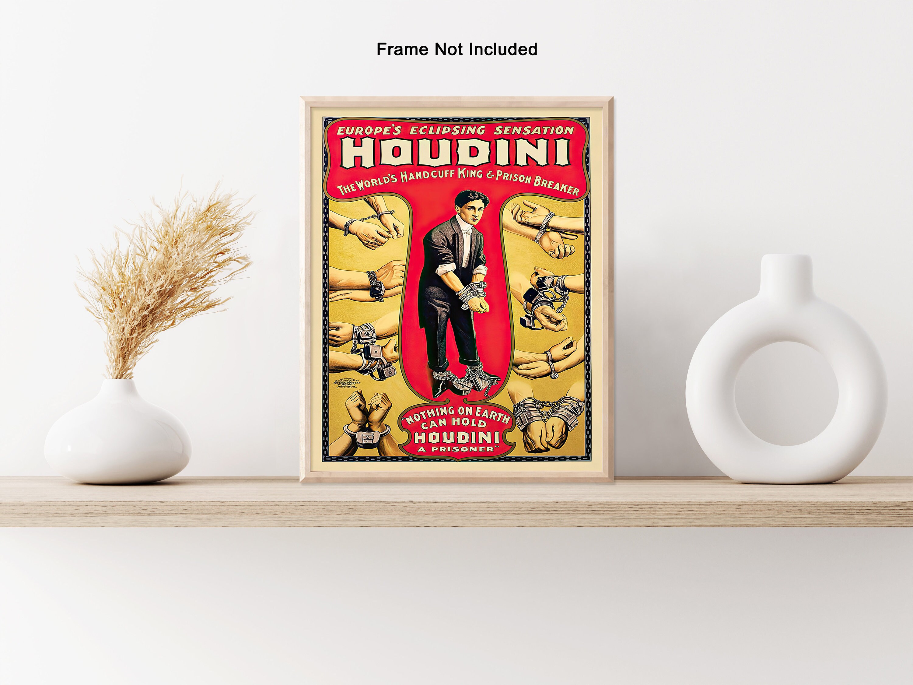 Vintage Houdini Handcuff King Poster Retro Houdini Print Magician Art ...