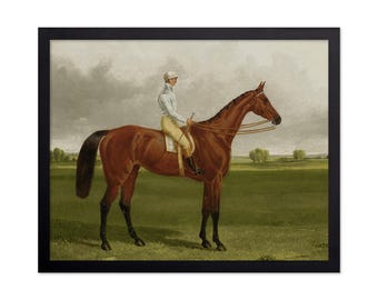 Racehorse with Jockey Up Poster - Equestrian Print - Jockey Art - Horse Art - Farmhouse Art - Horse Riding Art - Stallion Art