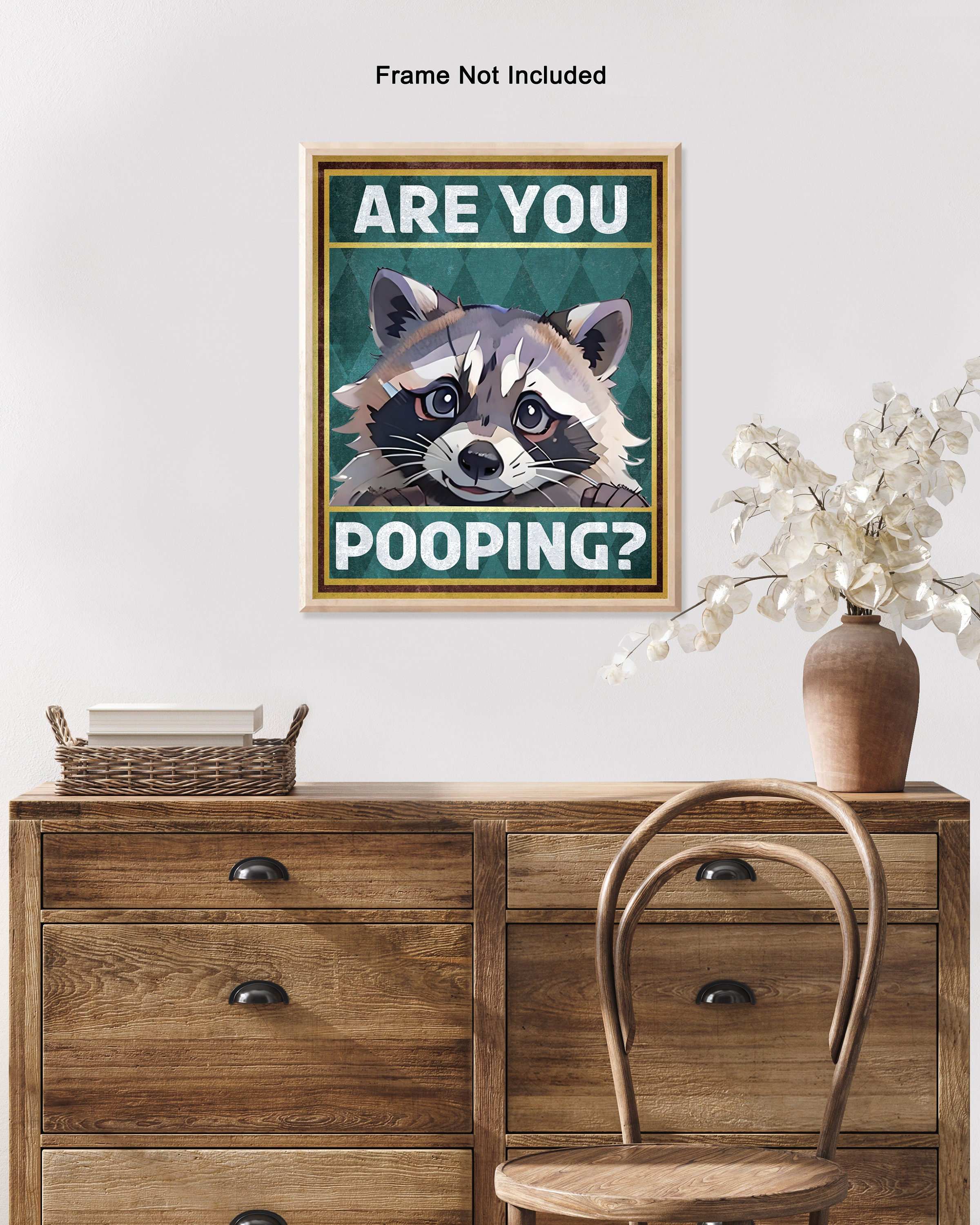Are You Pooping Poster Racoon Print Cute Racoon Bathroom Wall Art Kids ...
