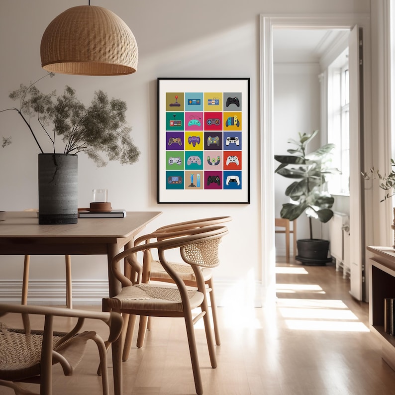 Video Game Controller Evolution Print - Gaming Poster - Geeky Art - Retro Consoles & Controllers Wall Design