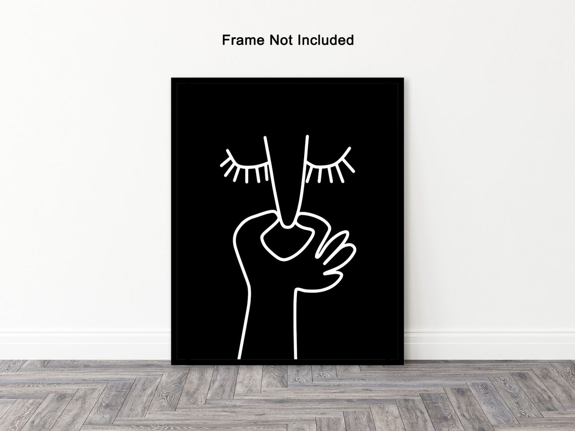 Hold Your Nose Poster Black & White Print Modern Art Humorous Bathroom ...