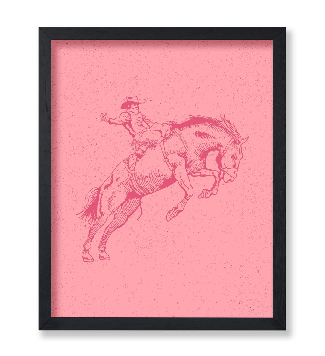 Think Pink Rodeo Retro Pink Rodeo Print: Cowboy on Bucking Horse Art - Etsy