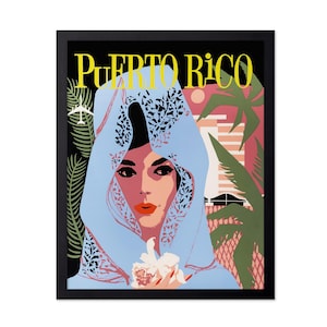 Póster de viaje vintage de Puerto Rico - Arte retro de Delta Air Lines - Impresión de retrato - Decoración de oficina en casa