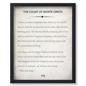 The Count of Monte Cristo Poster - Alexander Dumas Print - Motivational Quote Art - Typography Wall Decor for Living Room