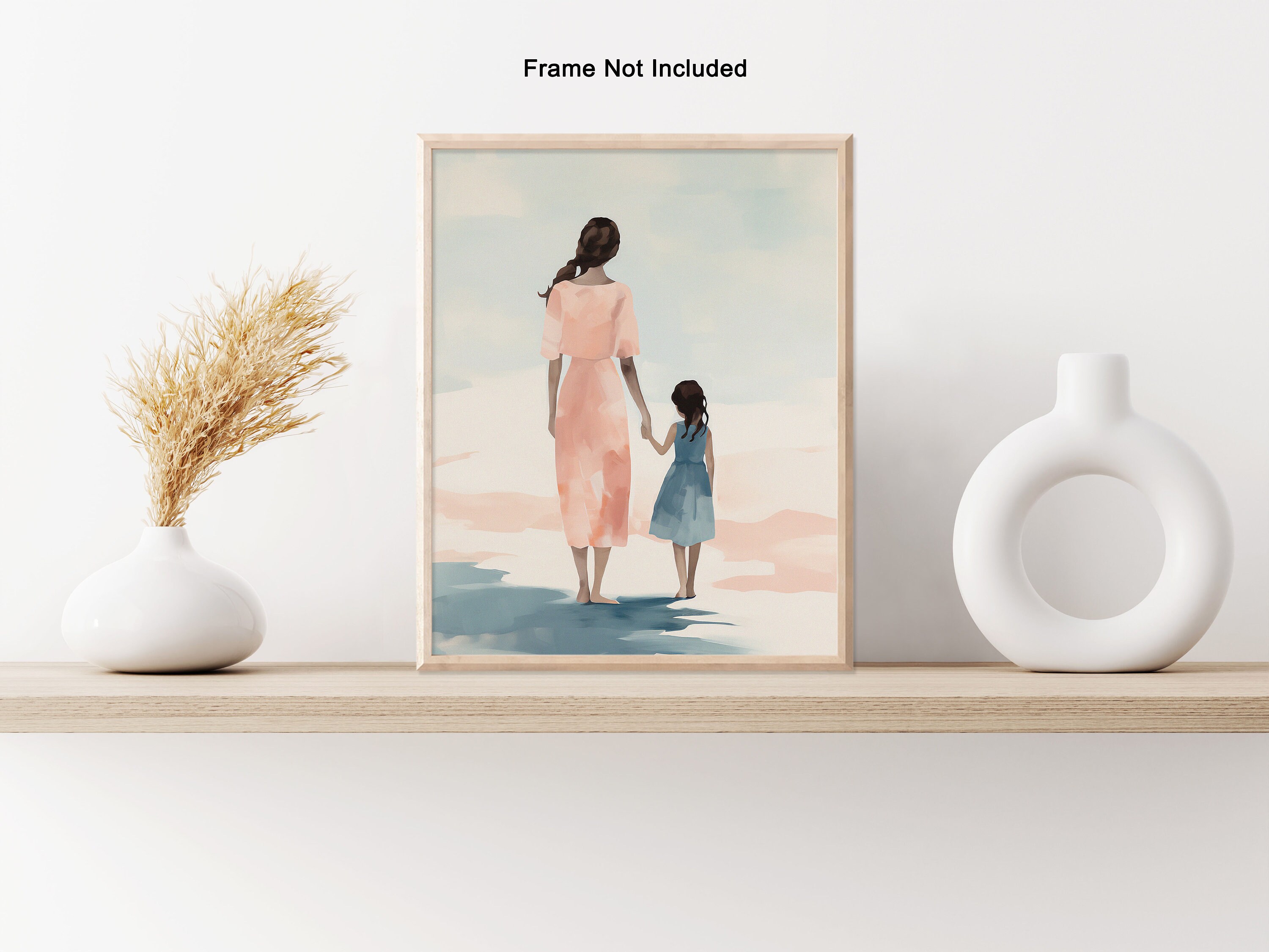 Mother and Daughter Poster Holding Hands Print Mother's Day Art Modern ...