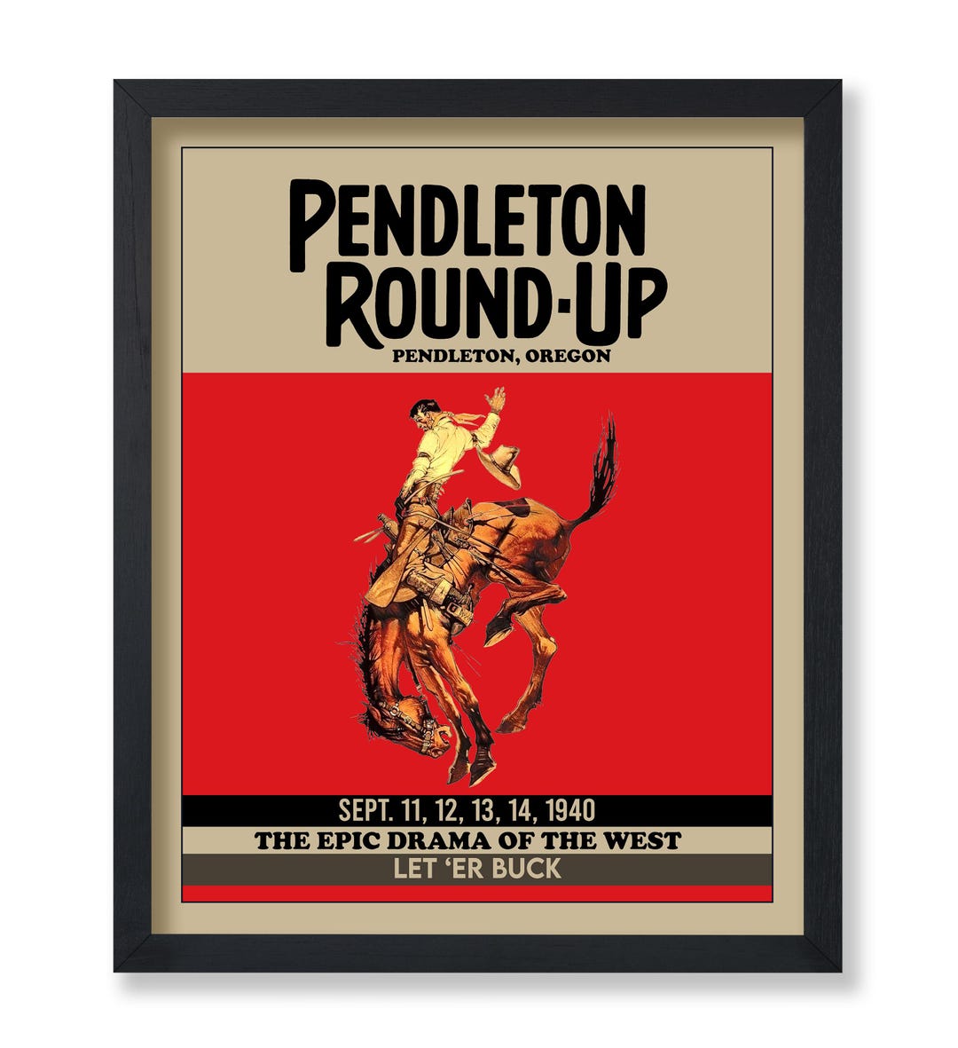 Vintage Pendleton Rodeo Poster - Retro Pendleton Round-up Print ...